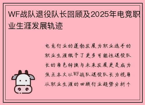 WF战队退役队长回顾及2025年电竞职业生涯发展轨迹