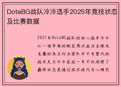DotaBG战队冷冷选手2025年竞技状态及比赛数据